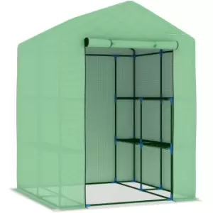 Image of Vidaxl - Greenhouse with Shelves Steel 143x143x195cm Green