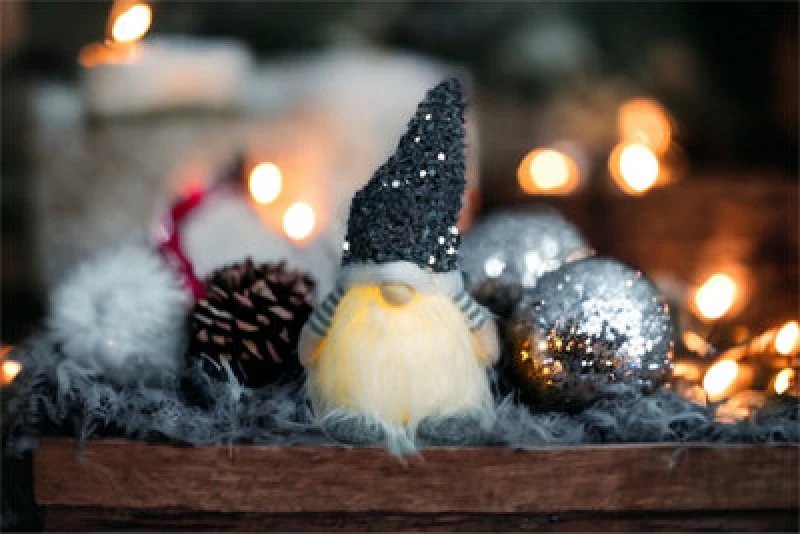 Image of Xmas Haus Light Up Christmas Nordic Gonk Decoration with Warm White LED - Silver ELV-270024