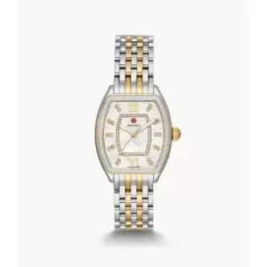 Image of Michele Womens Relev 16 Two-Tone 18K Gold Diamond Watch - 2T Silver/Gold