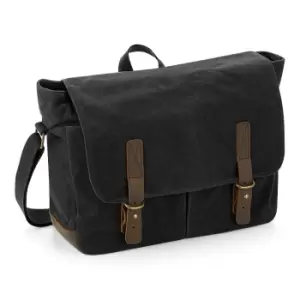Image of Quadra Heritage Waxed Canvas Messenger Bag (One Size) (Black)