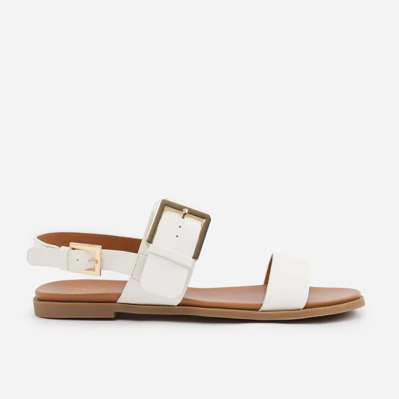 Image of Wheres That From White PU Camilla Classic Flat Sandals White female 4