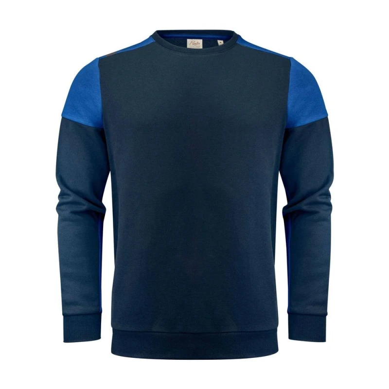 Image of Printer PRIME Mens Contrast Crew Neck Sweatshirt in Navy Size: XS Navy Male XS