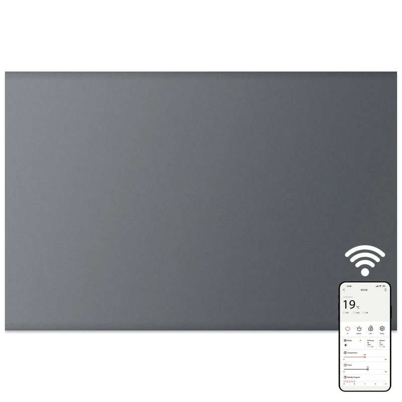 Image of MYLEK Electric Panel Heater WIFI App Controlled Slimline 1200W Charcoal