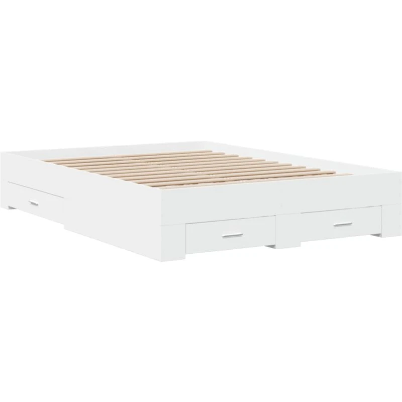 Image of VIDAXL Bed Frame with Drawers without Mattress White 135x190cm Double Vidaxl 8721102620584