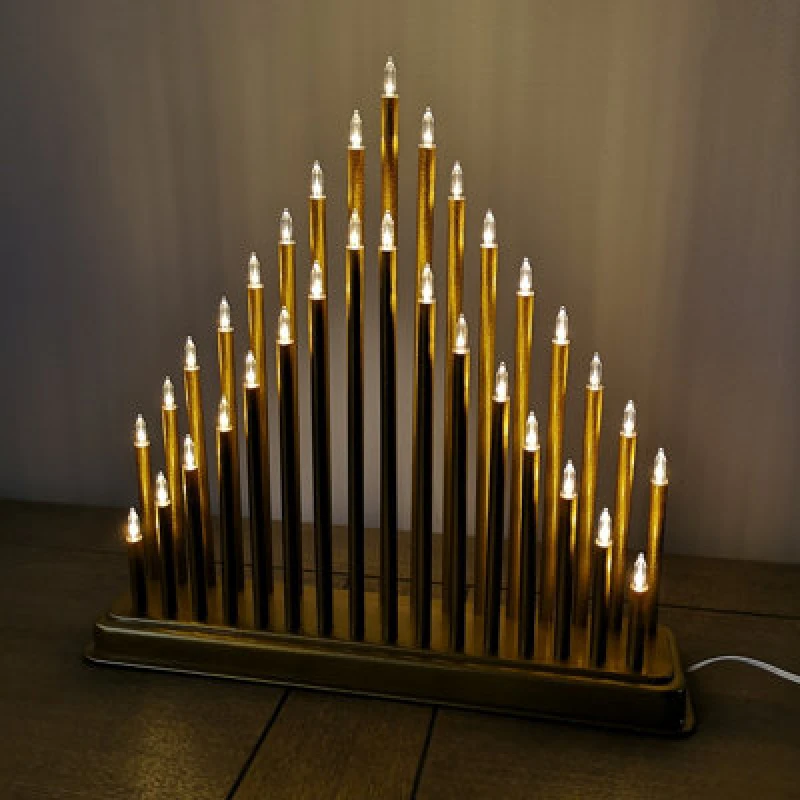 Image of Samuel Alexander 34Cm Premier Christmas Candlebridge With 33 Leds In Gold Mains Operated
