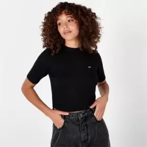 Image of Firetrap Light Ribbed Slim Top - Black