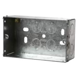 Image of Click Scolmore Essentials 2 Gang 47MM K/O Galvanised Metal Back Box - WA098