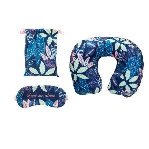 Image of Sass & Belle Variegated Leaves Travel Pillow and Eye Mask Set