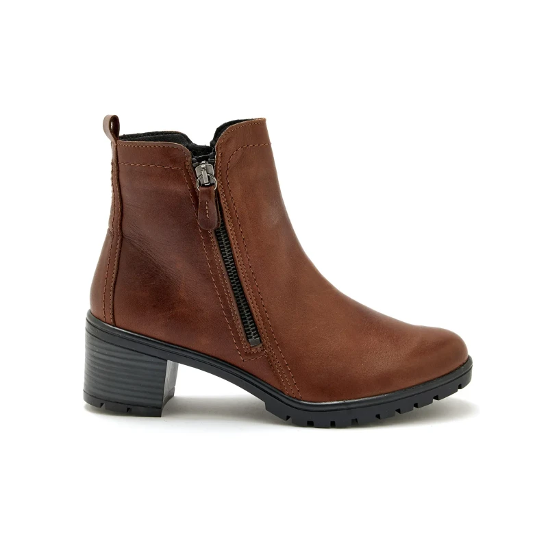 Image of Pediconfort Leather ankle boots with double zipper For Her Pediconfort Marron Female 40