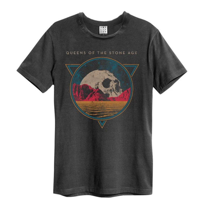 Image of Amplified Amplified Men Skull Planet Queens Of The Stone Age T-Shirt in Charcoal Size: Small Charcoal S Male 5063238055094