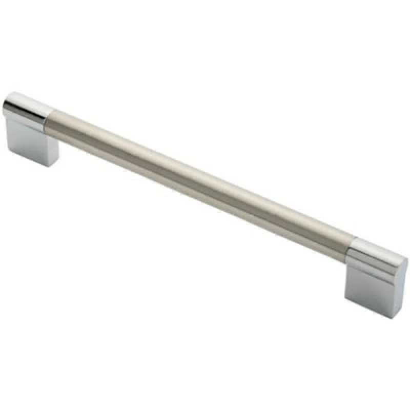 Image of Loops Keyhole Bar Pull Handle 204 x 14mm 192mm Fixing Centres Satin Nickel & Chrome Metallics unisex