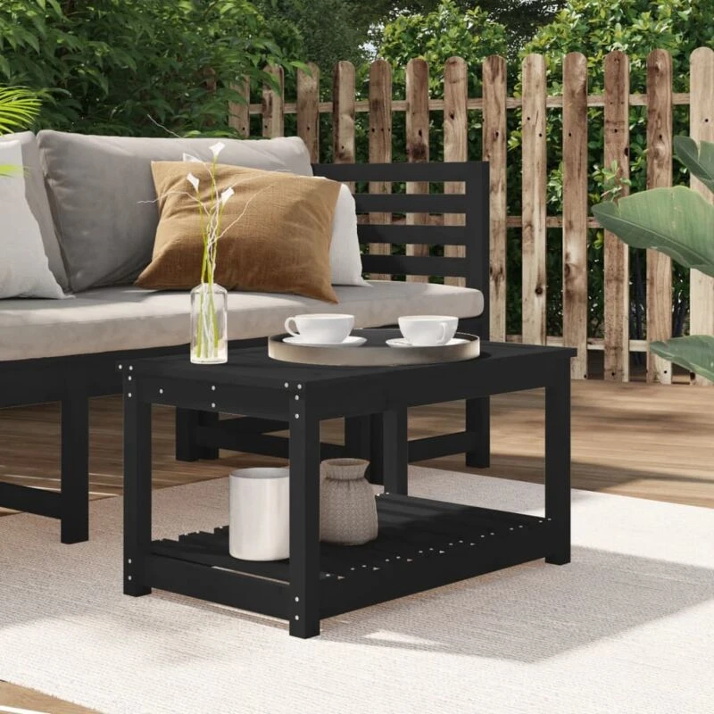 Image of VIDAXL Garden Table Black 82.5x50.5x45cm Solid Wood Pine Vidaxl 8720845692483