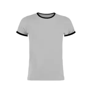 Image of Kustom Kit Mens Fashion Fit Ringer T-Shirt (L) (Light Grey Marl/Black)