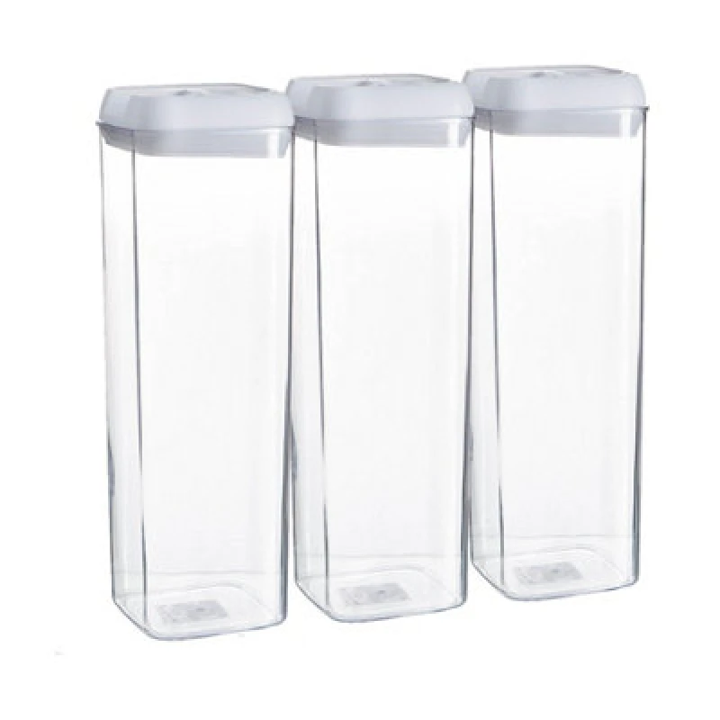 Image of Argon Tableware 3X Food Storage Containers - 1.9 Litre - White Airtight Plastic Storage Pantry Food Organiser With Flip Lock Lid