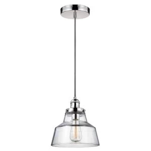 Image of 1 Light Dome Ceiling Pendant Polished Nickel, E27
