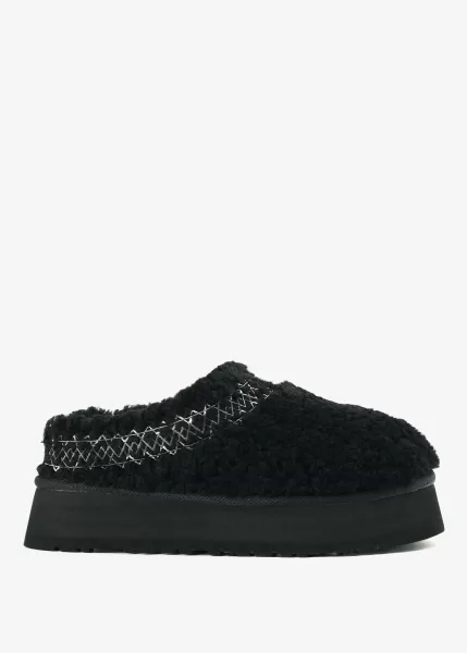 Image of Ugg Womens Tazz Shearling Slipper With Braid In Black