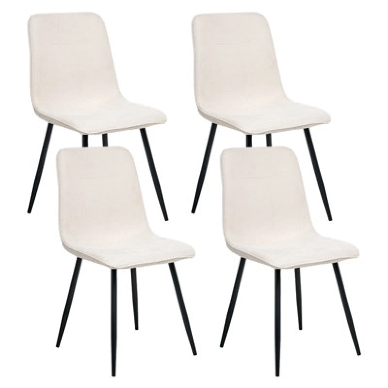 Image of Beliani Set Of 4 Dining Chairs Tuscola Fabric Light Beige
