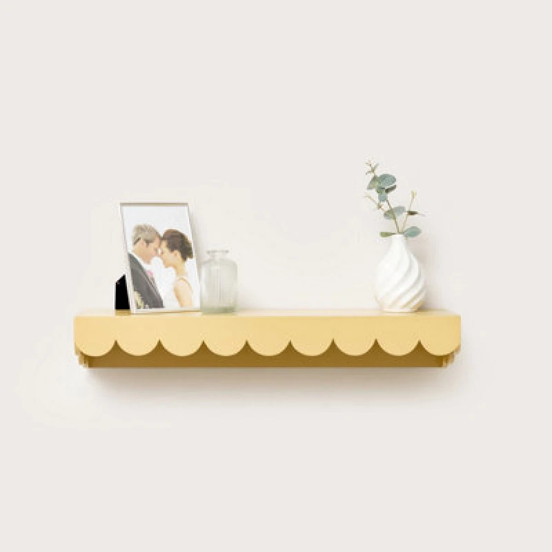 Image of Melody Maison Mustard Scalloped Wall Storage Shelf - 61cm Yellow unisex