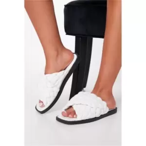 Image of I Saw It First Plaited Cross Over Square Toe Flat Sandals - White