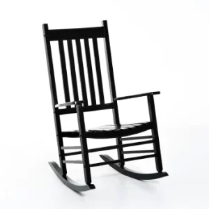 Image of Outsunny Outdoor Porch Rocking Chair Armchair Wooden Patio Rocker Balcony Deck Garden Seat Black