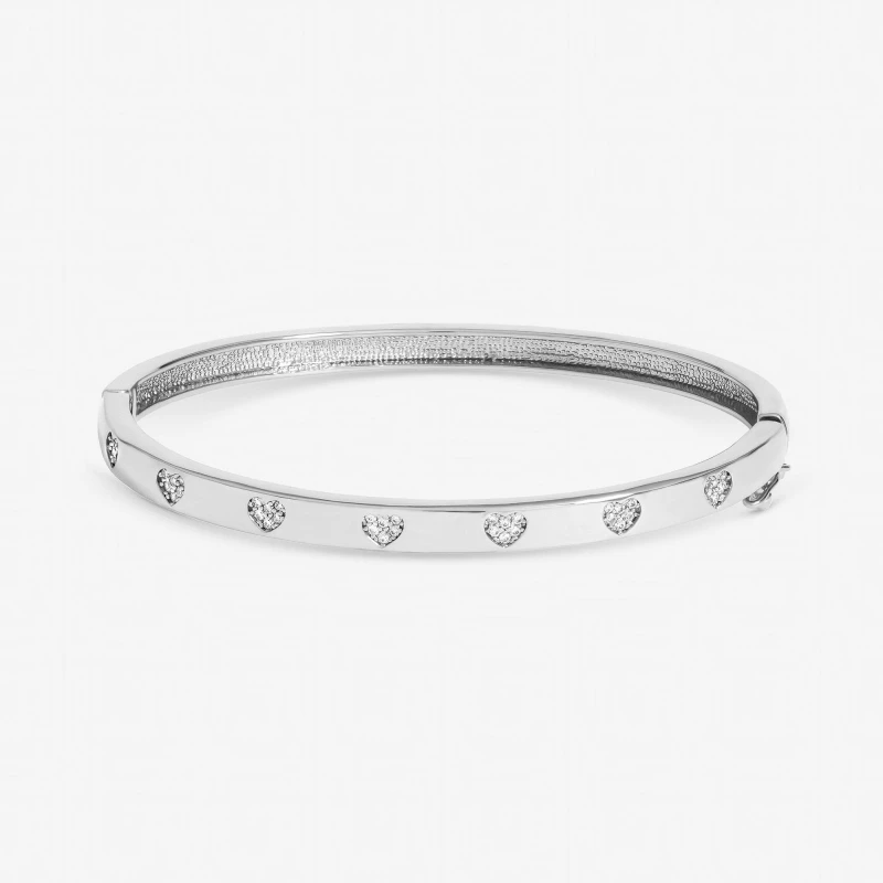 Image of Jon Richard Womens Silver Plated & Crystal Heart Bangle Silver Female One Size