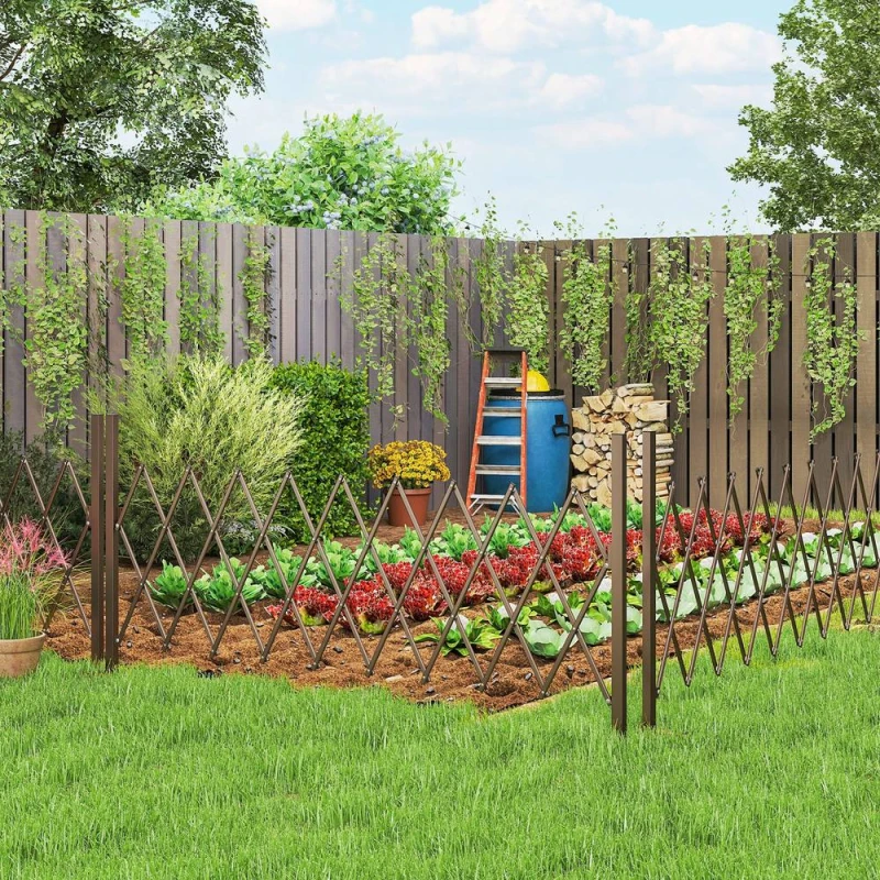 Image of Outsunny Aluminium Alloy Movable Fence, Pet Safety Fence, Dark Brown, Brown 844-137