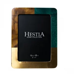 Image of Hestia Malachtite Green, Brown & Gold Resin Photo Frame 5x7"