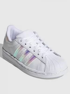 Image of Adidas Originals Superstar Childrens Trainers, White/White, Size 13