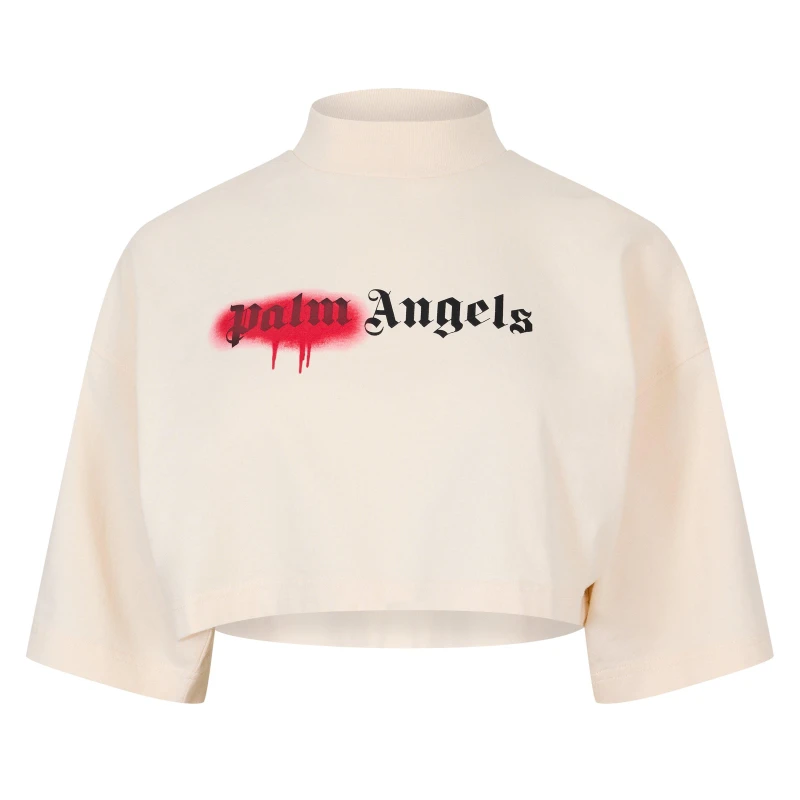 Image of Palm Angels Womens Star Crew T-Shirt White Red female 8 (XS)