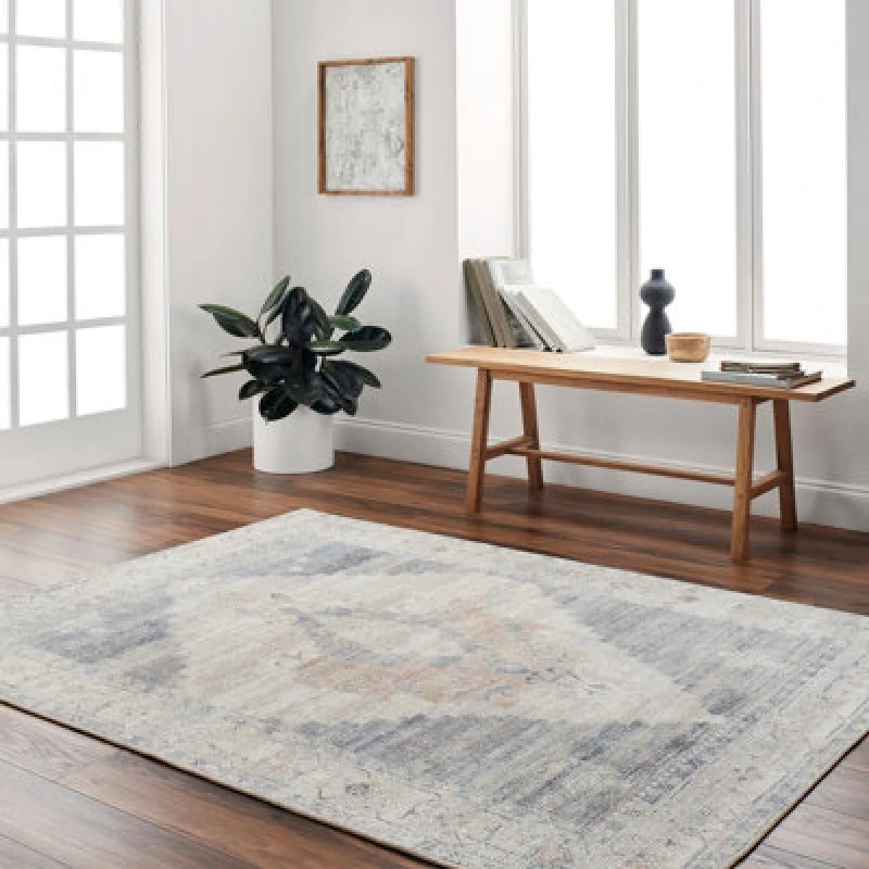 Image of Becki Owens X Livabliss Vintage Oriental Boho Denim/navy Luca Area Rug 160 X 213cm - Easy Care, Ideal For Living Room & Bedroom