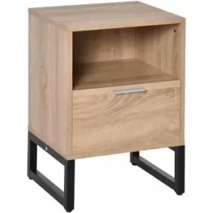 Image of Bedside Table with Drawer & Shelf, Nightstand, Side Table for Living Room - Homcom