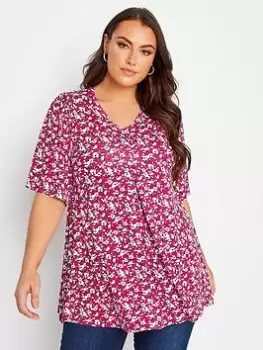 Image of Yours V-Neck 3/4 Sleeve Top Red, Red, Size 18, Women