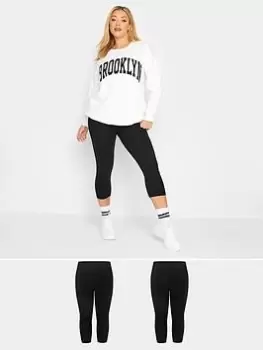 Image of Yours Crop Legging 2Pk - Black, Size 22, Women