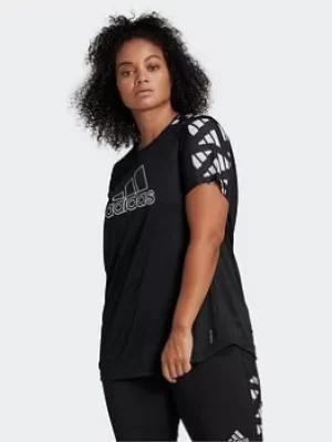 Image of adidas Own The Run Celebration T-Shirt (plus Size), Black, Size 1X, Women