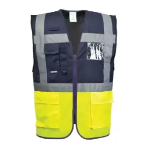 Image of Portwest Paris Executive Class 1 Hi Vis Vest Yellow / Navy S