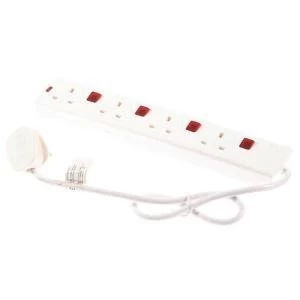 Image of 4 Socket 2m Surge Extension Lead Individual Switch 2 x USB Slots
