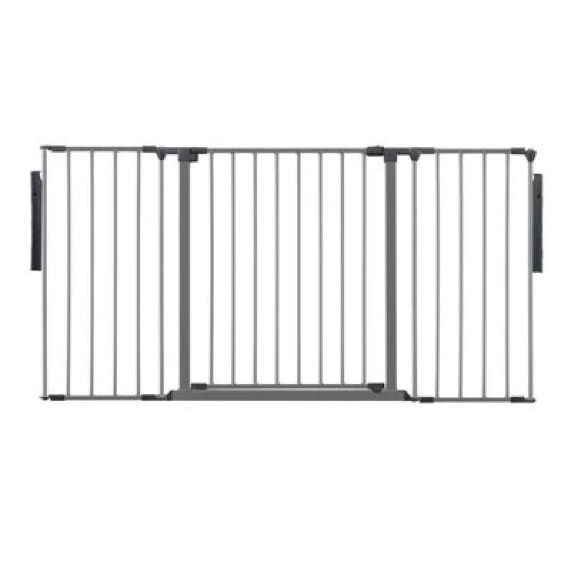 Image of Safetots Premium Multi Panel Room Divider, Up To 148Cm Wide, Grey, 70Cm Tall, Flexible Barrier With Door For Baby And Toddler