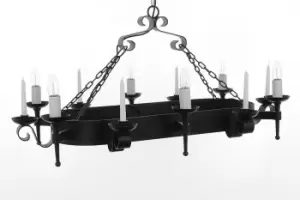 Image of Refectory Candle Oblong 6 Arm Pendant Ceiling Light