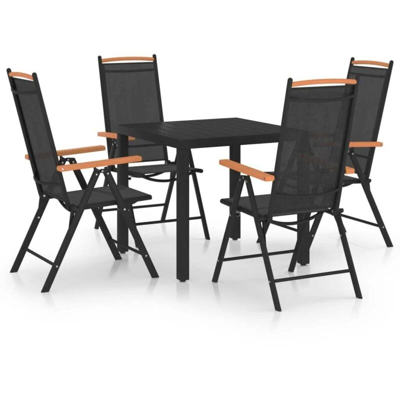 Image of VIDAXL 5 Piece Garden Dining Set Aluminium Black Vidaxl 8720286406809