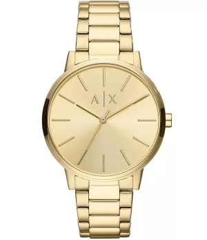 Image of Armani Exchange Mens Three-Hand Gold-Tone Stainless Steel Watch - Gold
