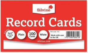Image of Value Record Cards 127x76mm Plain White Pack 100