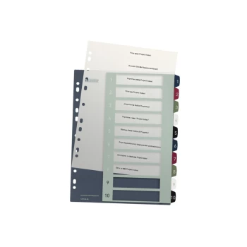 Image of Style Printable Index, Polypropylene, extra wide 1-10 premium numerical tabs. A4 Maxi. - Outer carton of 10