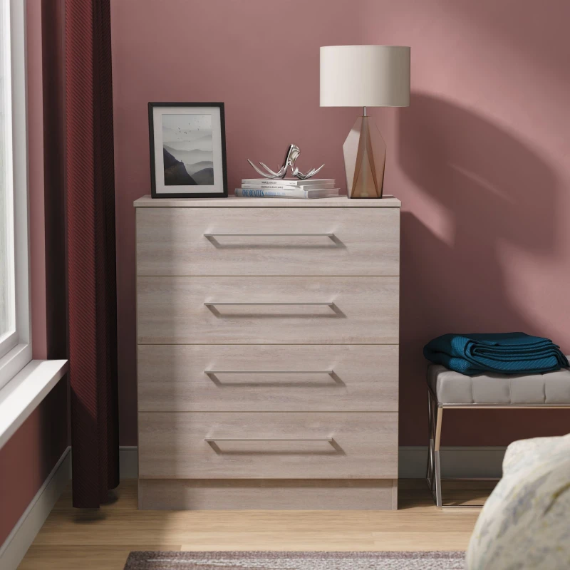 Image of Ready Assembled 2 U Gloucester 4 Drawer Chest (Ready Assembled) in Light Grey Light Grey Unisex