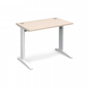 Image of TR10 Straight Desk 1000mm x 600mm - White Frame maple Top