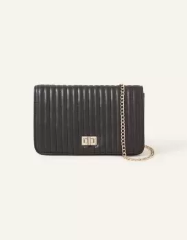 Image of Accessorize Quilted Chain Shoulder Bag Black