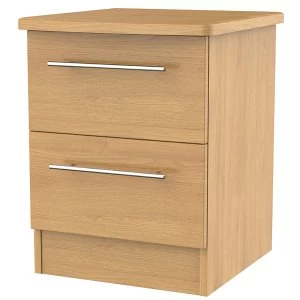 Image of Robert Dyas Edina Ready Assembled 2-Drawer Bedside Table -Modern Oak