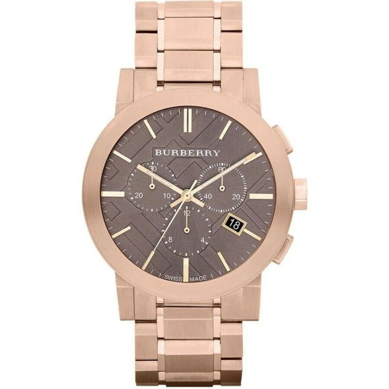 Image of Burberry Burberry BU9353 Taupe Chronograph Dial Rose Gold Plated Steel Mens Watch rose gold rose gold