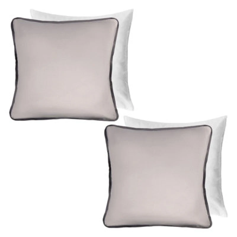 Image of OHS OHS 2 Pack Matte Velvet Piped Filled Cushion Covers Home Decor Set in Light Grey Size: 45cm x 45cm Light Grey 45cm x 45cm Unisex 5027434217922