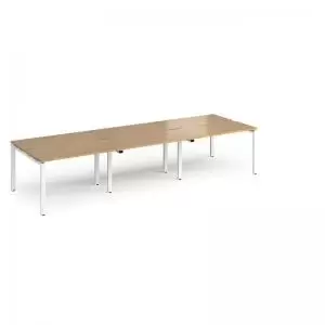 Image of Adapt triple back to back desks 3600mm x 1200mm - white frame and oak