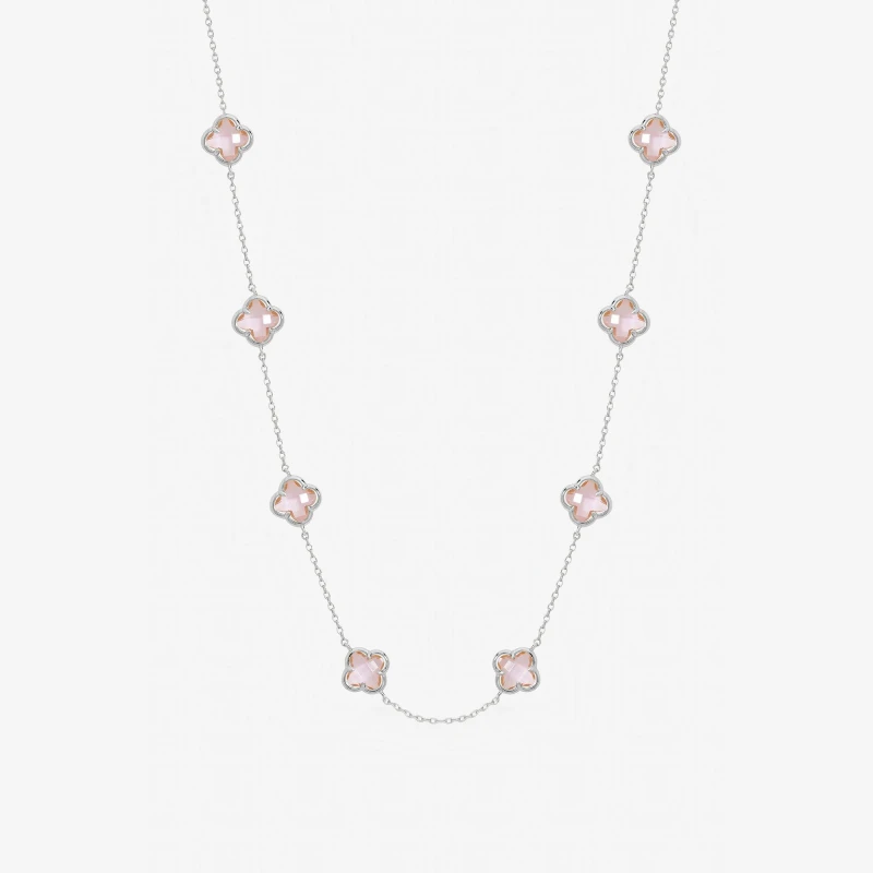 Image of Inicio Vintage Rose Clover Necklace - Gift Pouch Silver female One Size